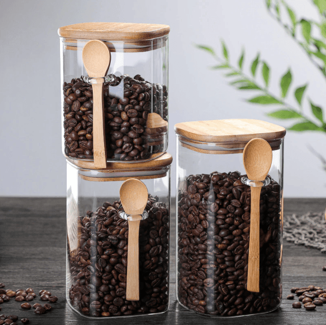 Kitchen Storage Box with Bamboo Lid & Spoon - huemabe - Creative Home Decor