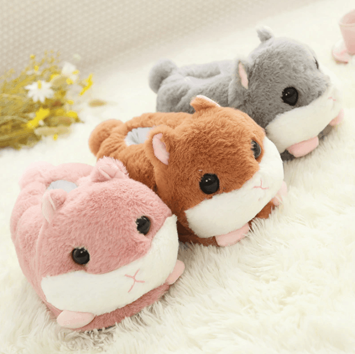Warm Hamster Plush Slippers huemabe Creative Home Decor