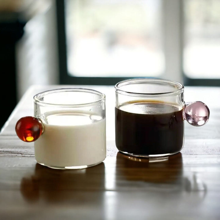 110ml Espresso Glass Cups | Ball Handle Coffee Cup - huemabe - Creative Home Decor