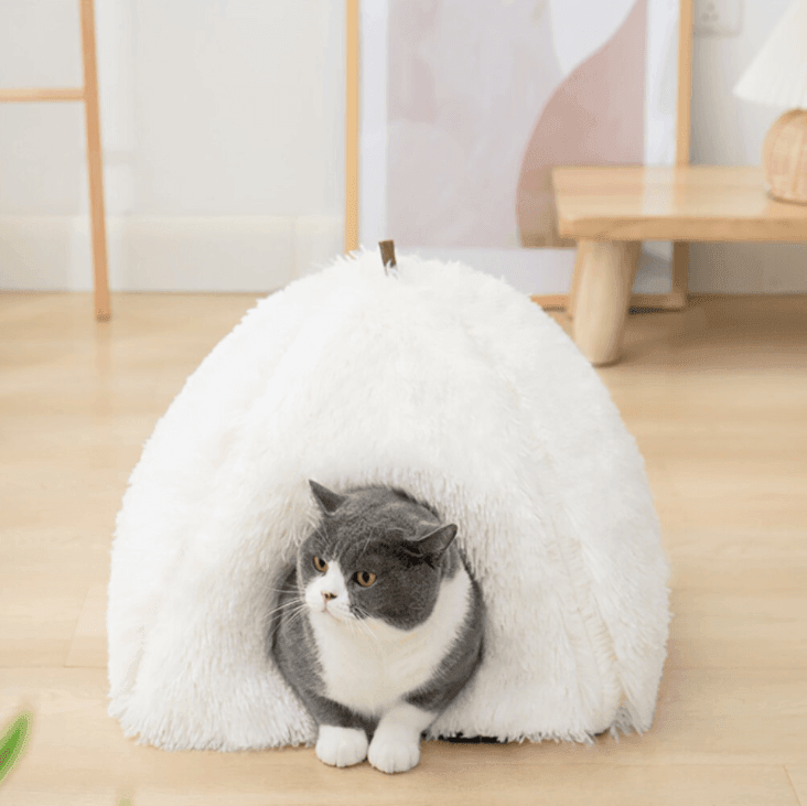 2 In 1 Soft Plush Cat Bed - huemabe - Creative Home Decor