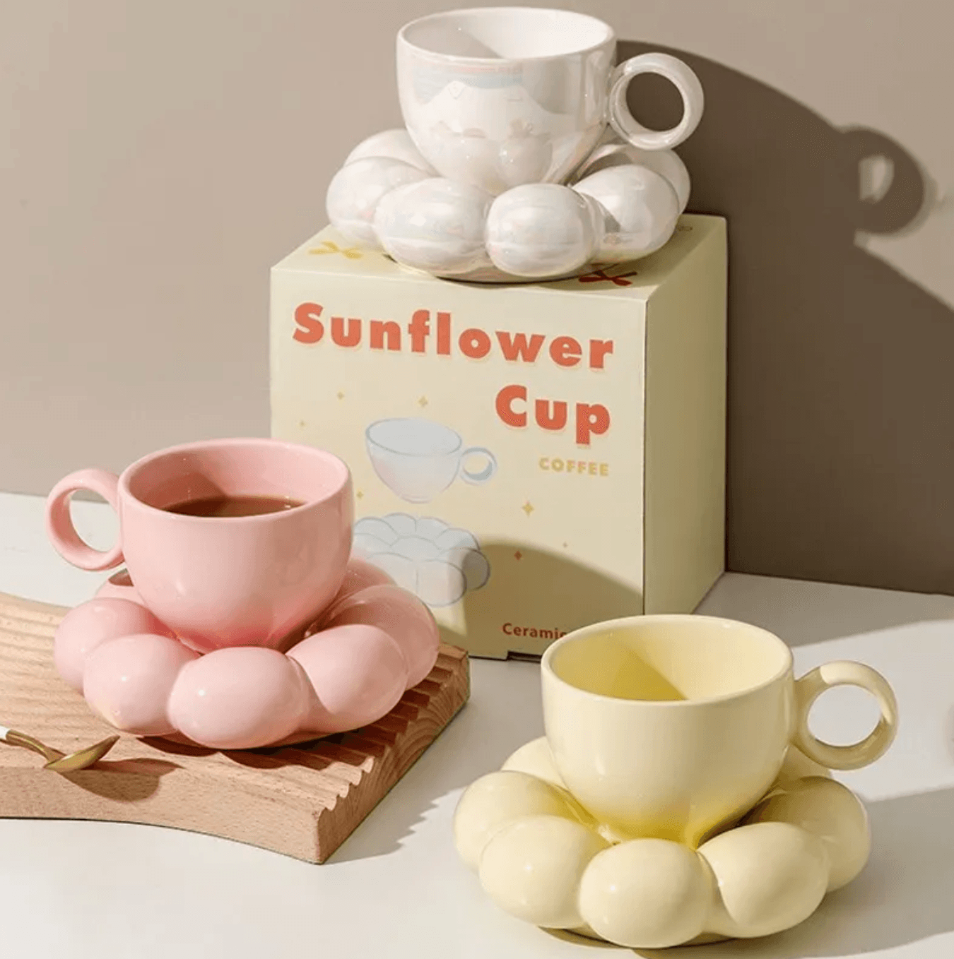 200ml Ceramic Coffee Mug with Cloud Decorative Plate - huemabe - Creative Home Decor