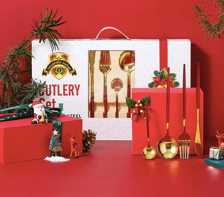 24pcs Stainless Steel Cutlery Set (Christmas Gift Box) - huemabe - Creative Home Decor