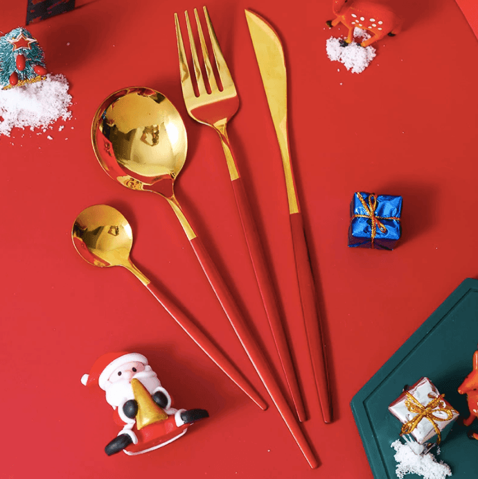 24pcs Stainless Steel Cutlery Set (Christmas Gift Box) - huemabe - Creative Home Decor