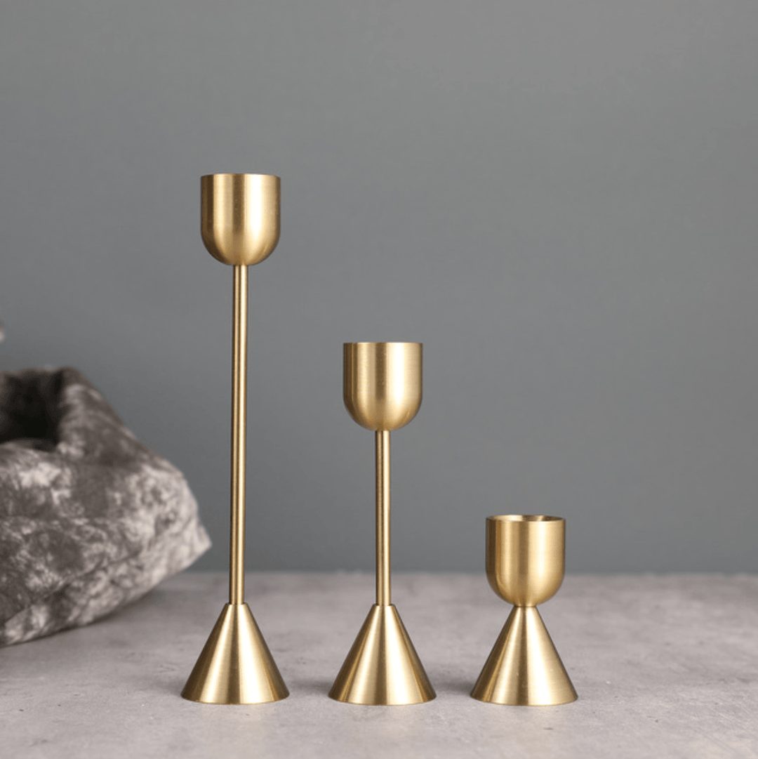 3 PC/set Metal Gold Plated Candle Holders - huemabe - Creative Home Decor