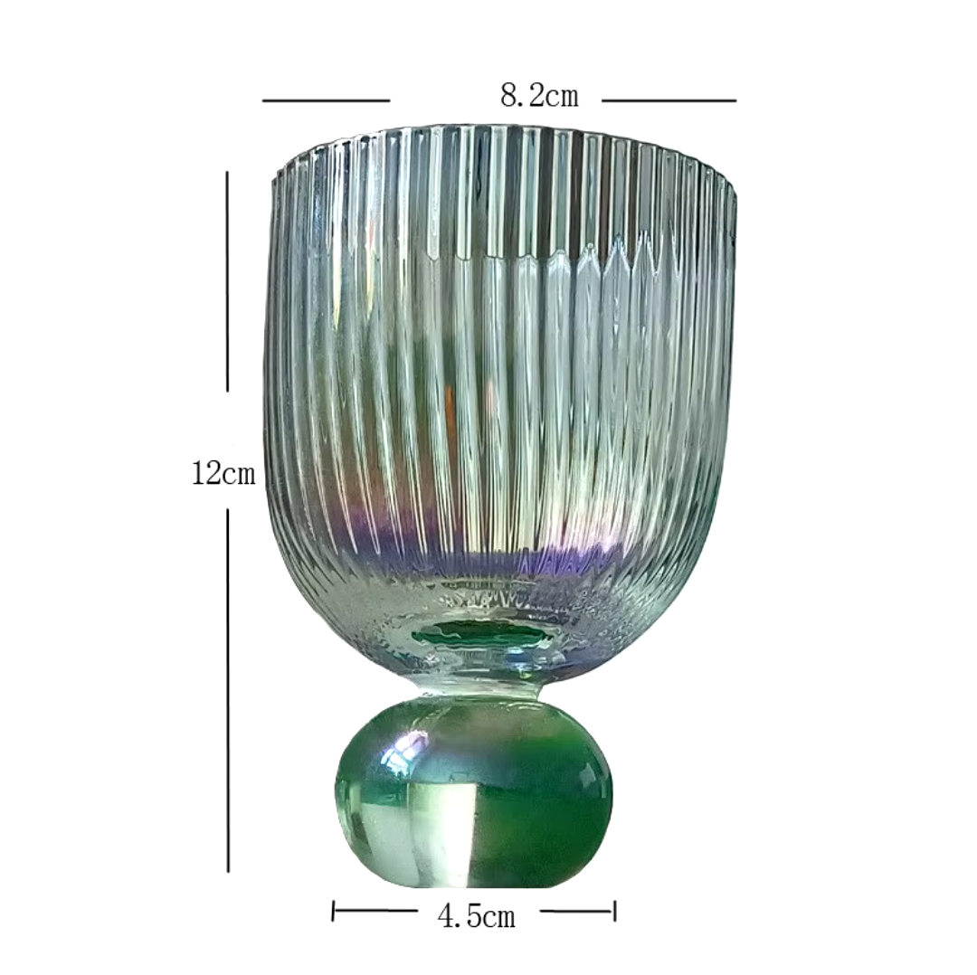 300ml Nordic Ribbed Wine Glasses with Green Ball Base