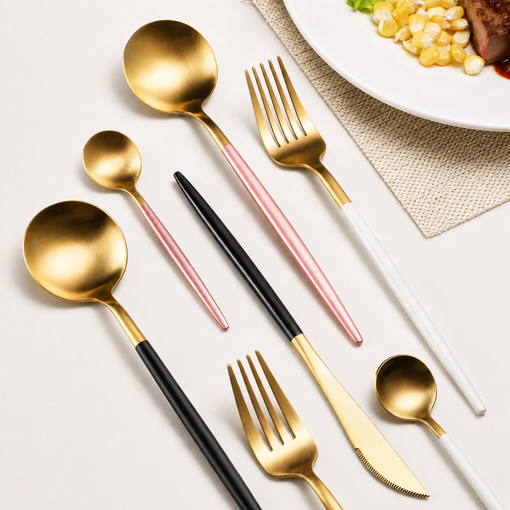 304 Stainless Steel Gold Cutlery Set – Nordic Style