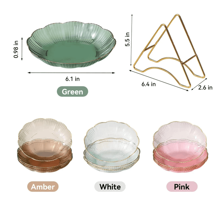 4pcs Set Flower Shape Snack Plate with Rack - huemabe - Creative Home Decor