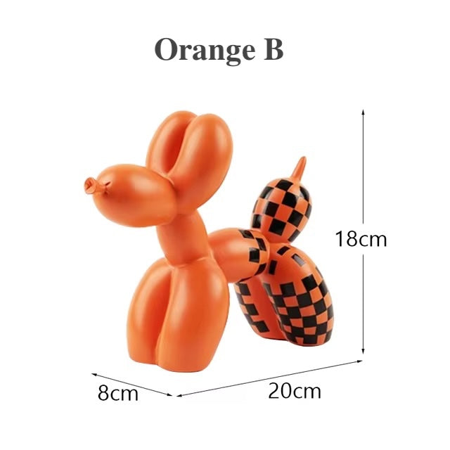 Grid Design Resin Ballon Dog Ornament