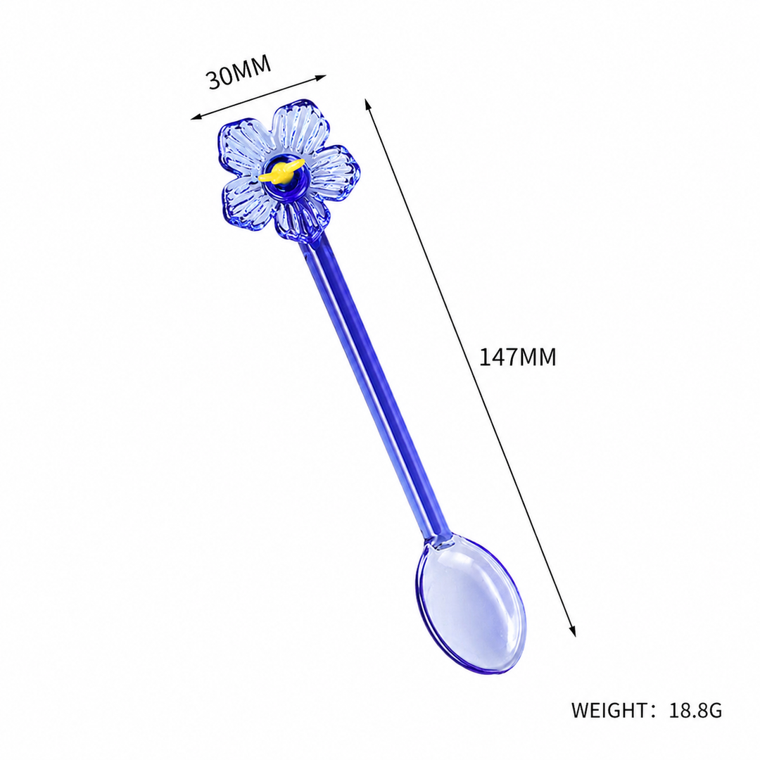 Glass Flower Spoon Cute Coffee Stirrer Dessert Spoon