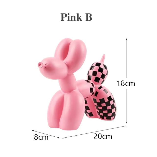 Grid Design Resin Ballon Dog Ornament