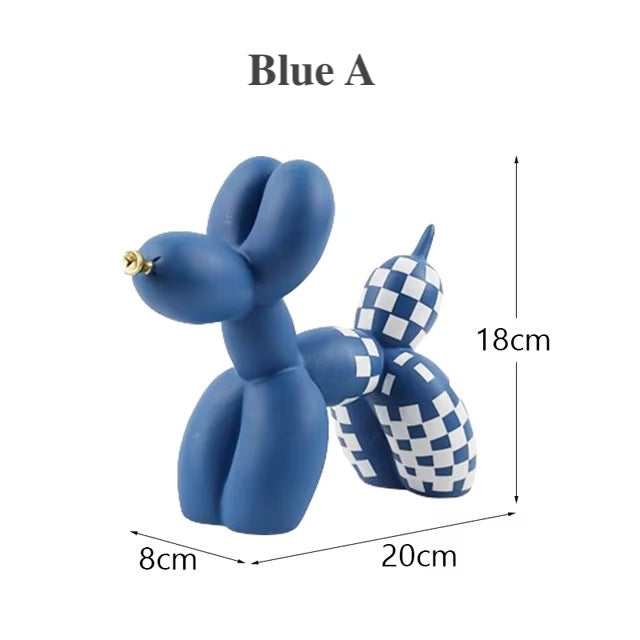 Grid Design Resin Ballon Dog Ornament