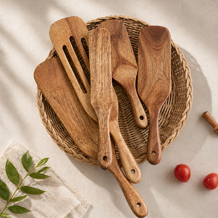 Acacia Wood Spatula Set Natural Wooden Cooking Utensil
