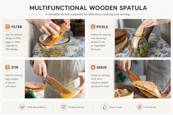 Acacia Wood Spatula Set Natural Wooden Cooking Utensil