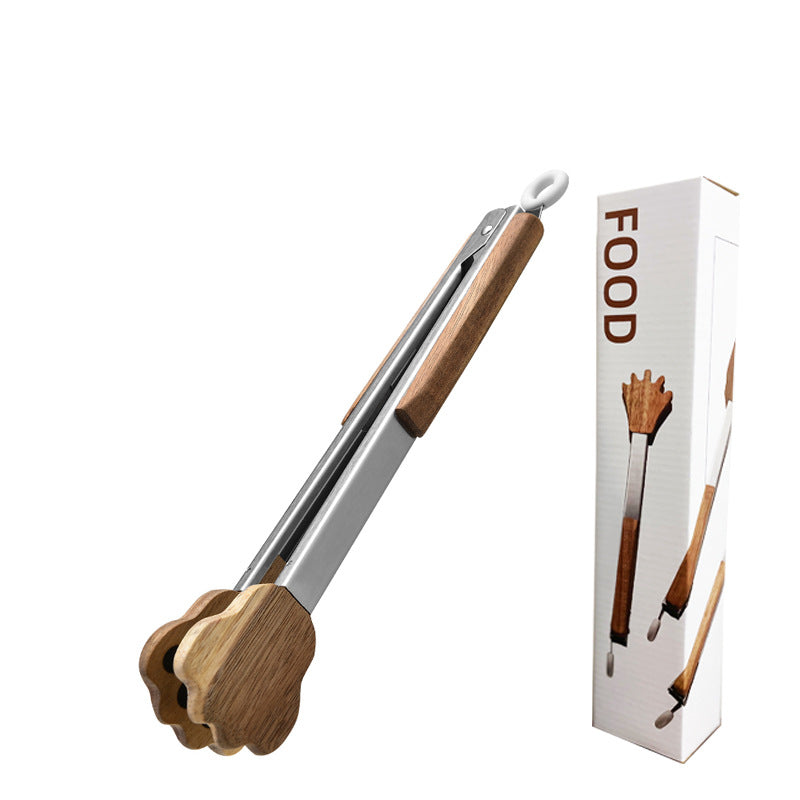 Acacia Wood Stainless Steel Food Tongs