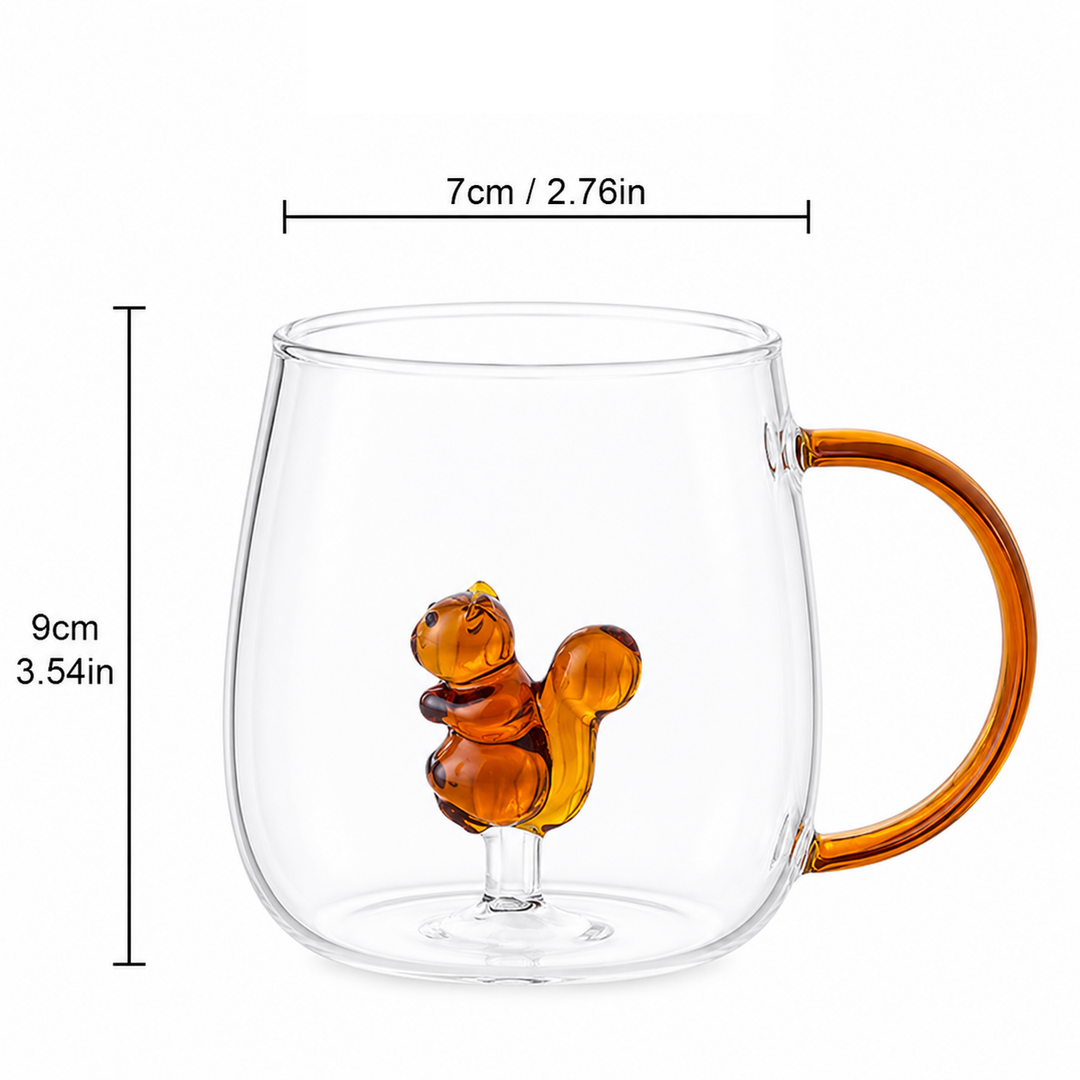 Animal Glass Mug | Cute 3D Novelty Coffee Cup