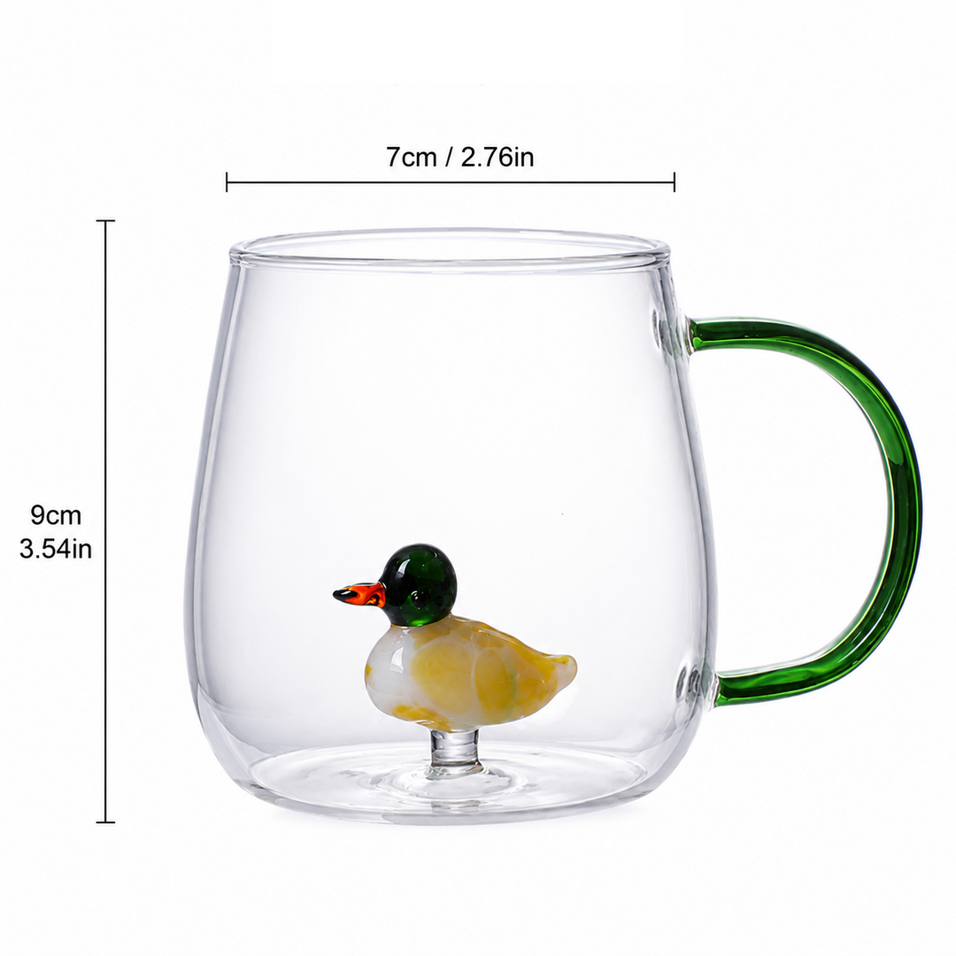 Animal Glass Mug | Cute 3D Novelty Coffee Cup