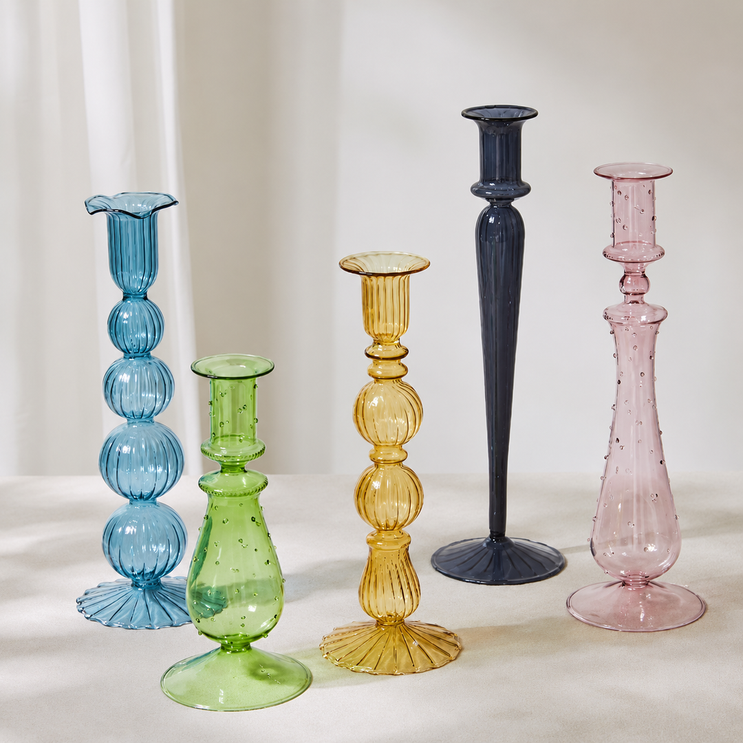 Artist Style Glass Candlestick Holder &amp; Vase