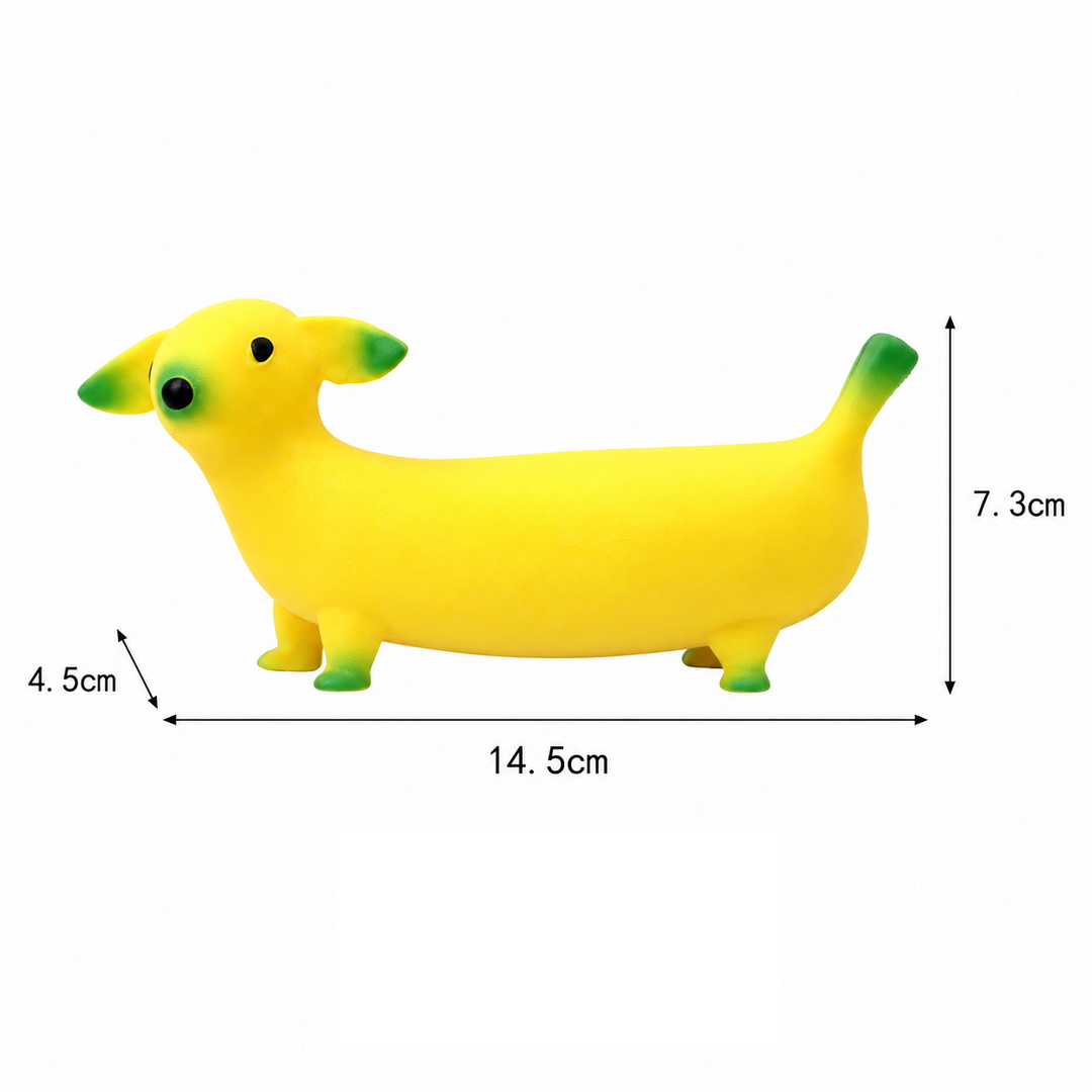 Banana Dachshund Squishy Toy – Stretchy Squeeze Fidget Dog
