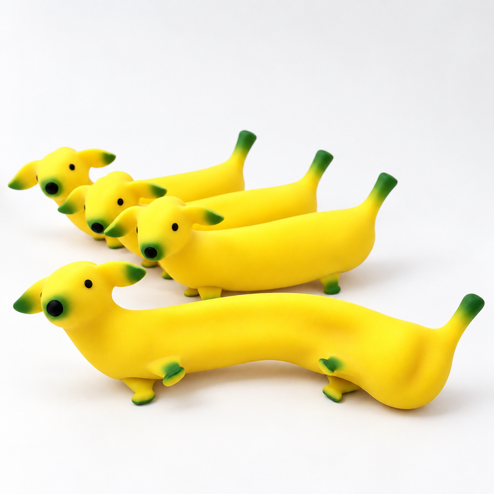 Banana Dachshund Squishy Toy – Stretchy Squeeze Fidget Dog