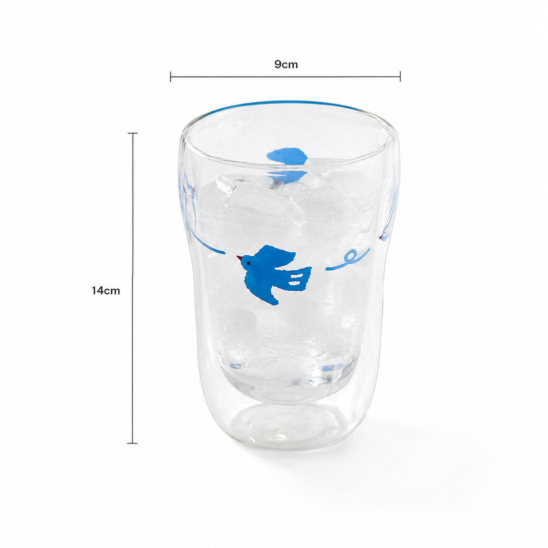 Bird Double Wall Glass Cup | Insulated Coffee &amp; Water Glass