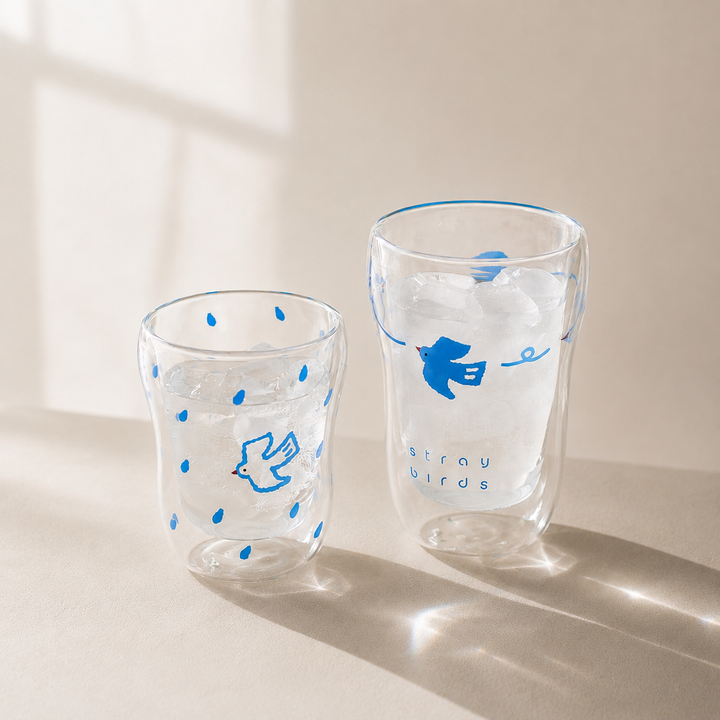 Bird Double Wall Glass Cup | Insulated Coffee &amp; Water Glass