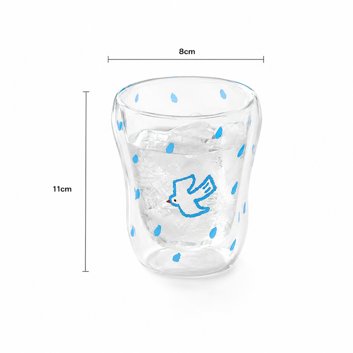 Bird Double Wall Glass Cup | Insulated Coffee &amp; Water Glass