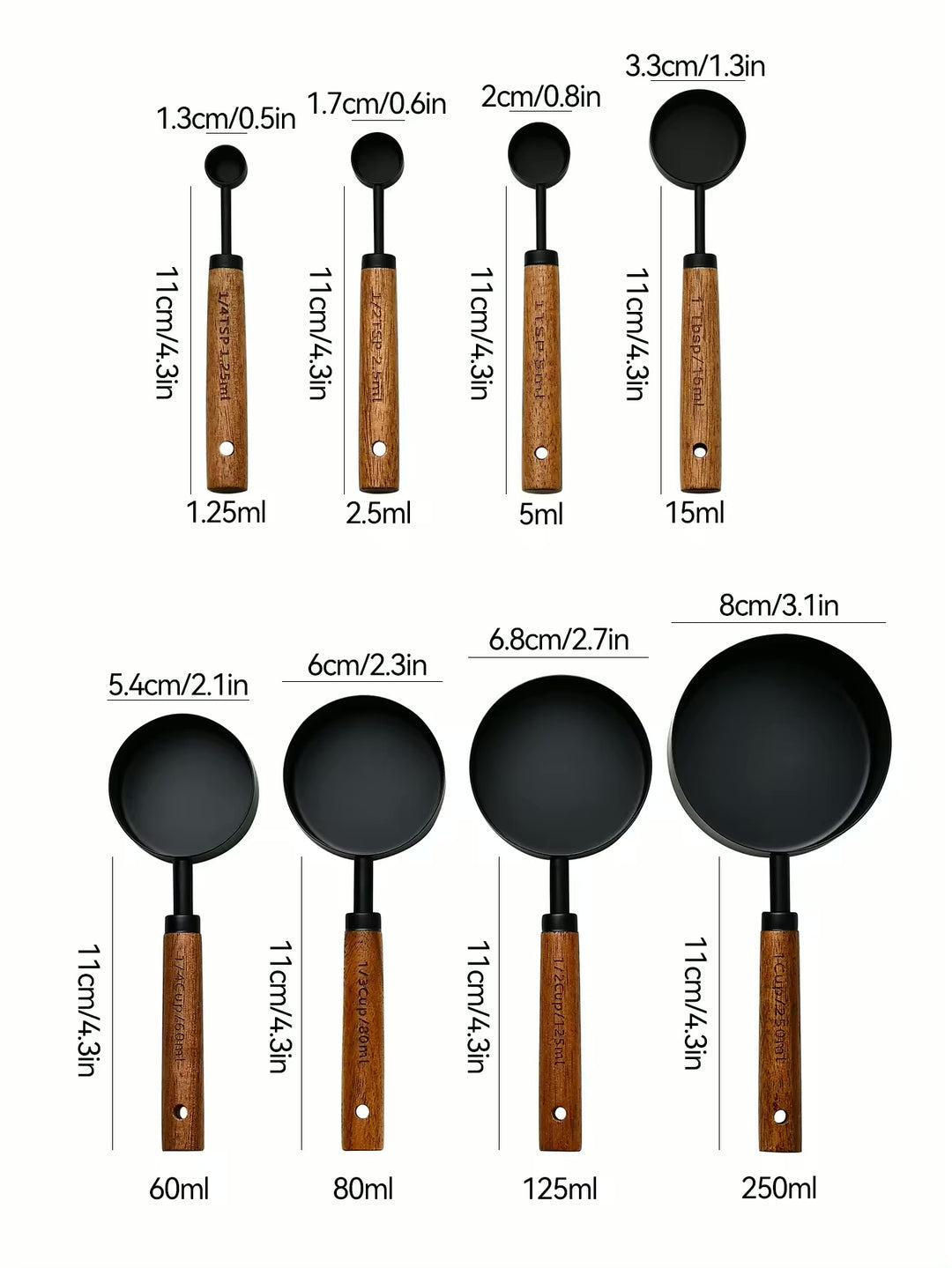 Black Stainless Steel Measuring Cups Set