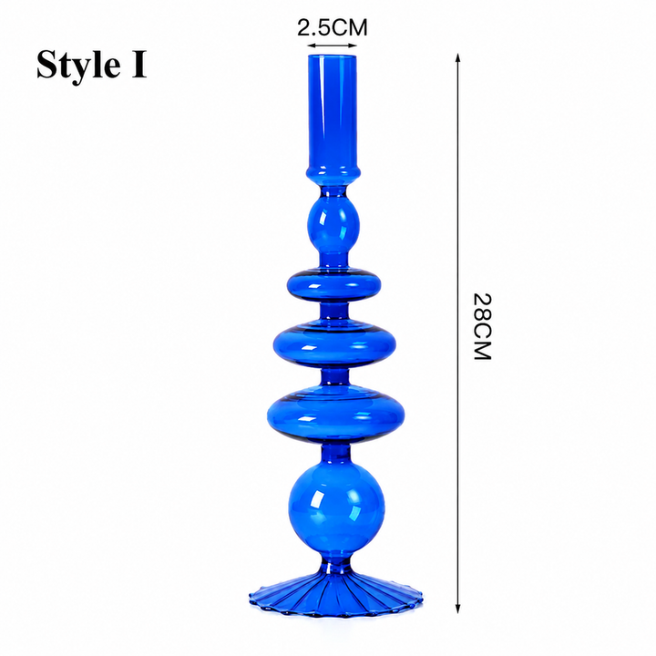 Blue Glass Candlesticks / Vase