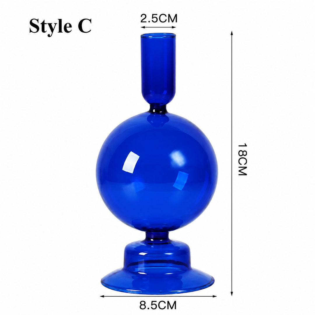 Blue Glass Candlesticks / Vase