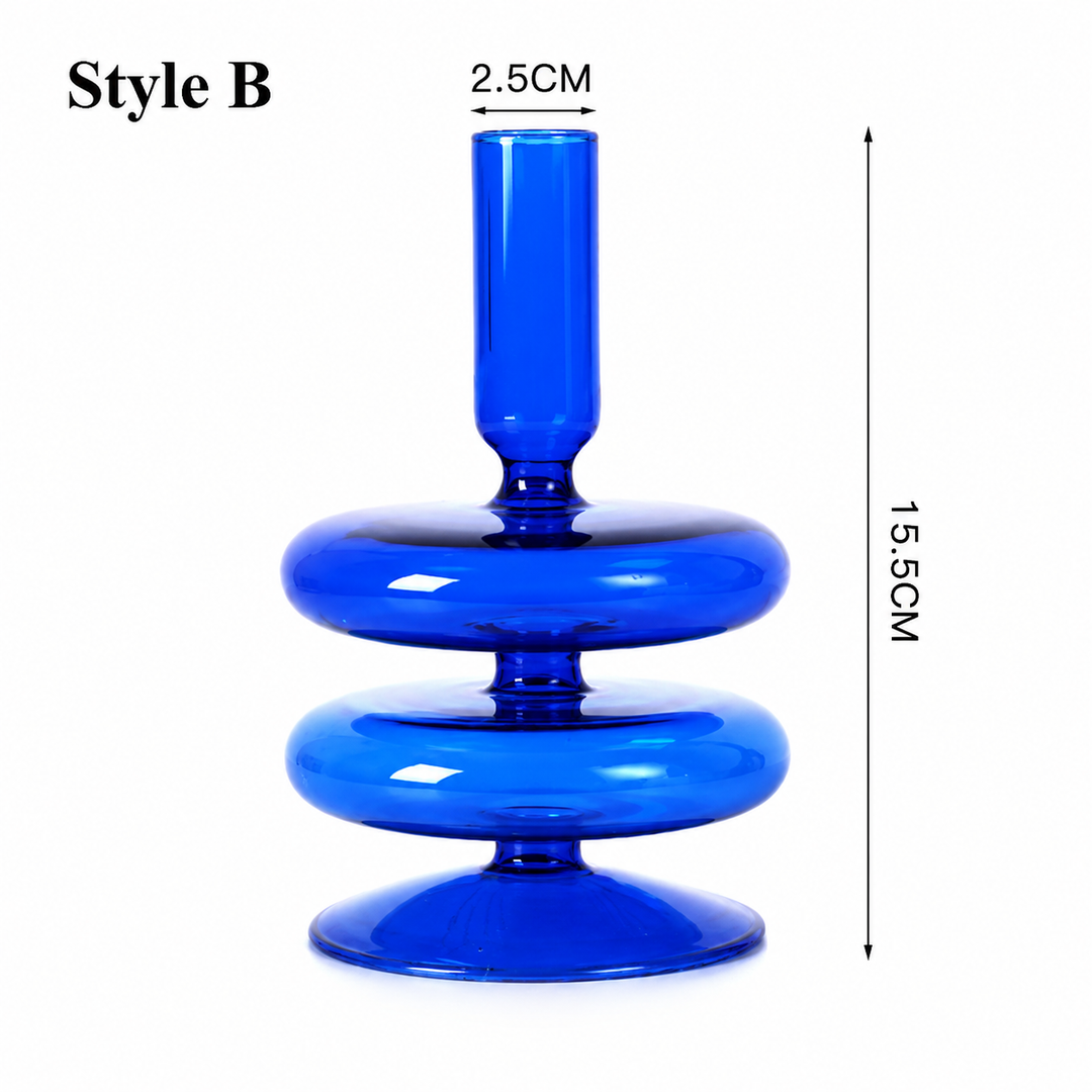 Blue Glass Candlesticks / Vase