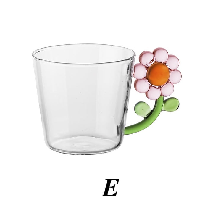250ml Borosilicate Transparent Flower Handle Glass Cup