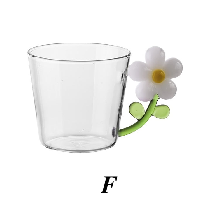 250ml Borosilicate Transparent Flower Handle Glass Cup