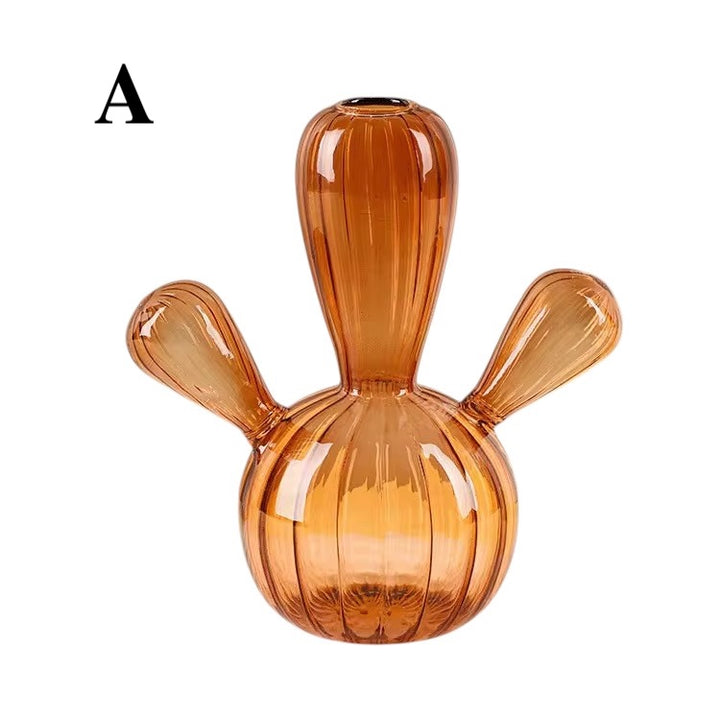 Brown Mini Cactus Vase – Glass Hydroponic Flower Holder