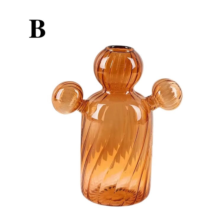 Brown Mini Cactus Vase – Glass Hydroponic Flower Holder