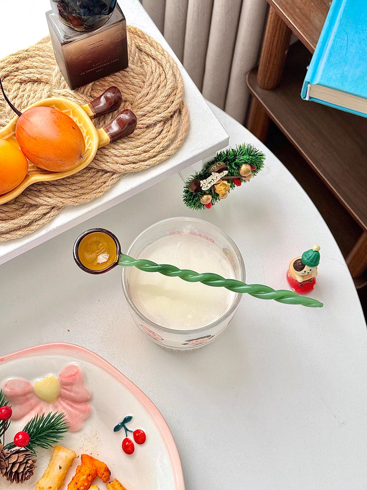 Candy Swirl Glass Spoon – Colorful Twisted Dessert Spoon