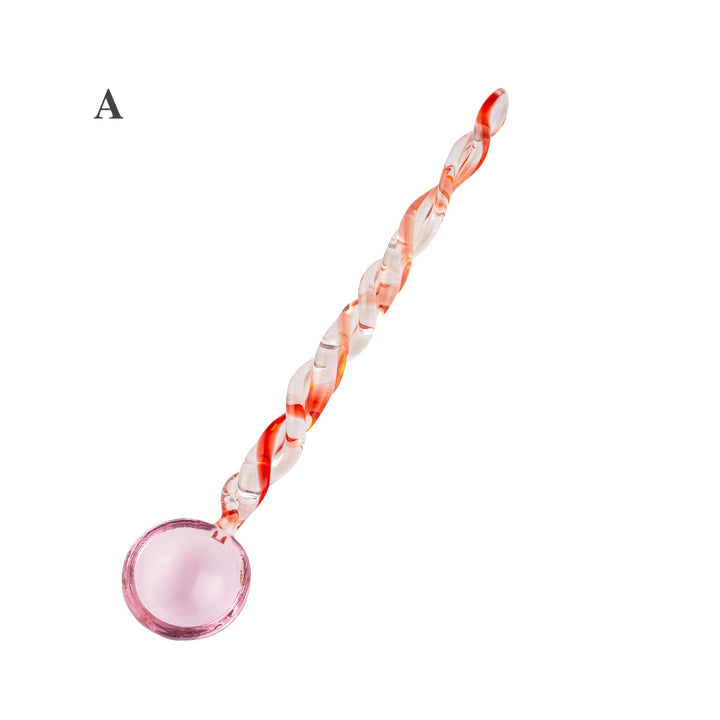 Candy Swirl Glass Spoon – Colorful Twisted Dessert Spoon