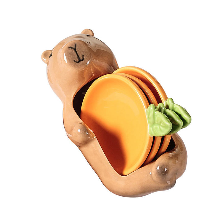 Capybara Ceramic Sauce Dish Set – Cute Animal Dip Bowls