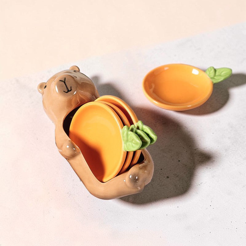 Capybara Ceramic Sauce Dish Set – Cute Animal Dip Bowls
