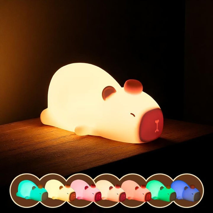 Capybara Silicone Night Light – Tap Control Bedside Lamp
