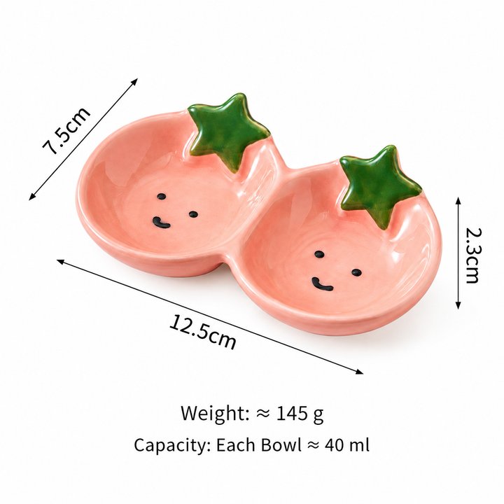 Ceramic Double Dip Dish – Tomato Condiment &amp; Sauce Plate