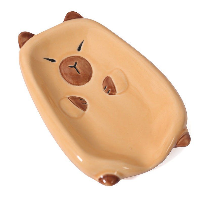 Ceramic Capybara Soap Dish – Cute Cartoon Decorative Plate
