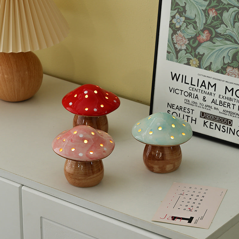 Ceramic Mushroom Night Light - Creative Bedside Lamp
