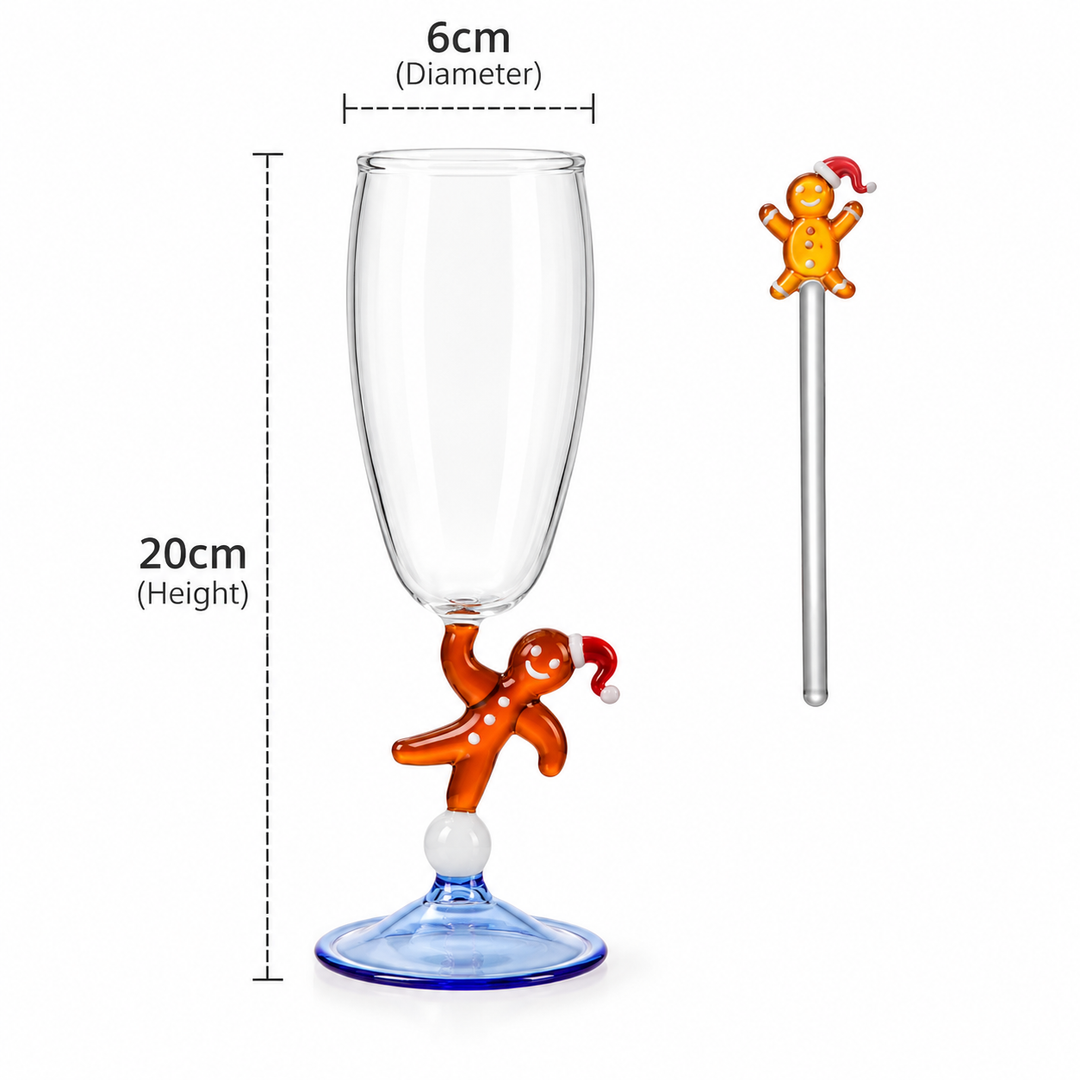 Christmas Gingerbread Man Glass – Champagne &amp; Wine Glass