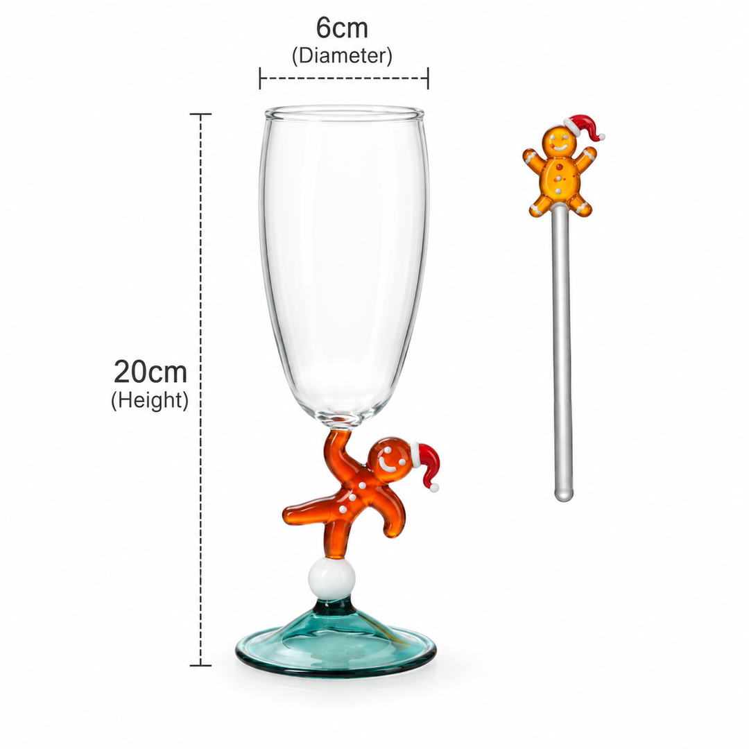 Christmas Gingerbread Man Glass – Champagne &amp; Wine Glass