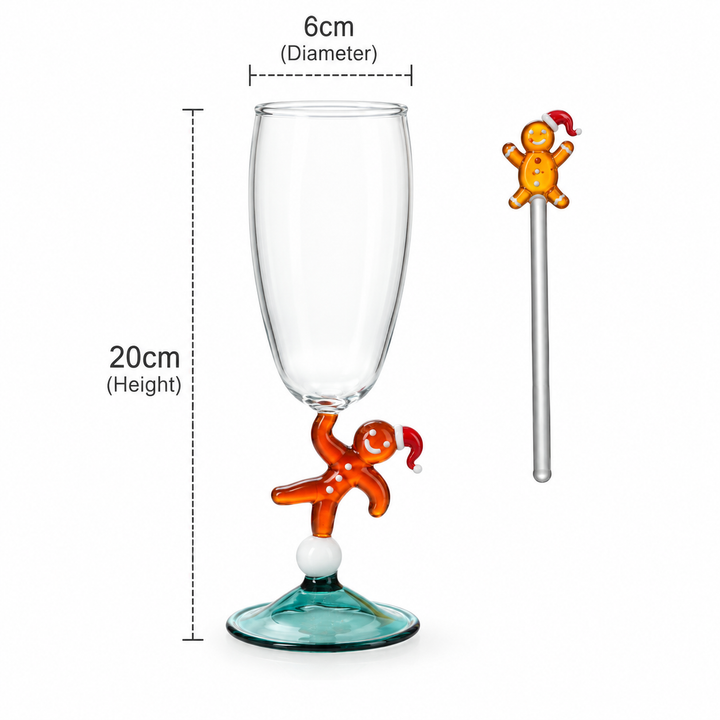 Christmas Gingerbread Man Glass – Champagne &amp; Wine Glass
