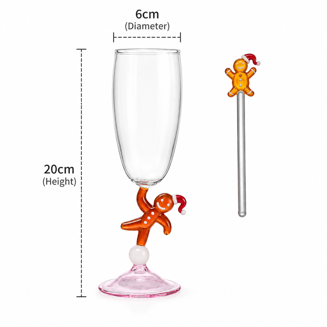 Christmas Gingerbread Man Glass – Champagne &amp; Wine Glass