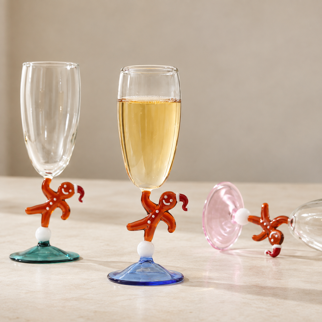 Christmas Gingerbread Man Glass – Champagne &amp; Wine Glass