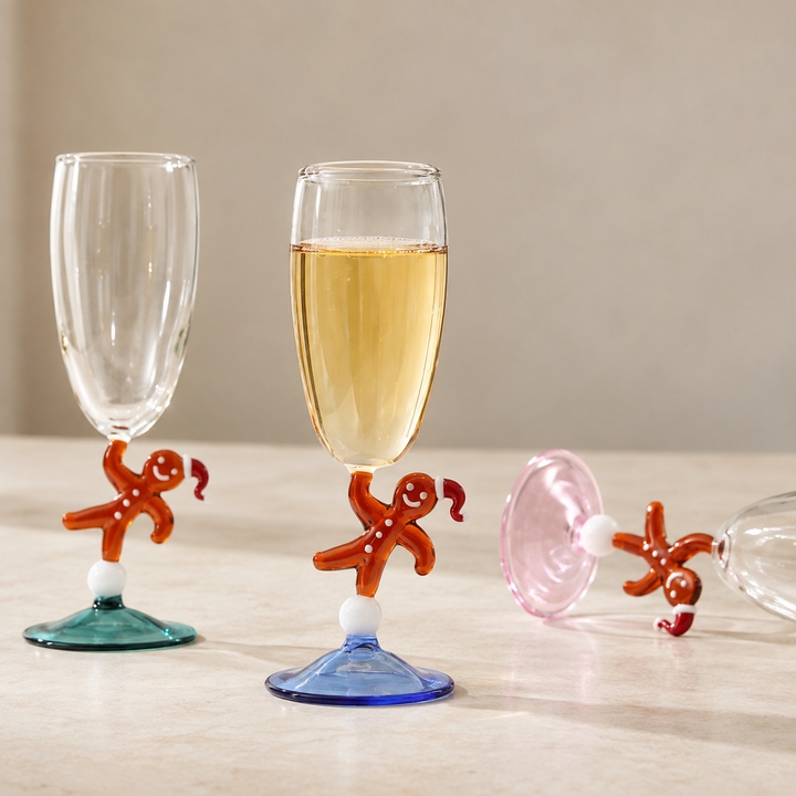 Christmas Gingerbread Man Glass – Champagne &amp; Wine Glass