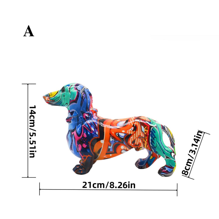 Colorburst Dachshund Art Figurine – Modern Abstract Décor
