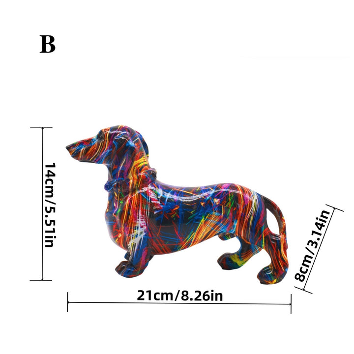 Colorburst Dachshund Art Figurine – Modern Abstract Décor